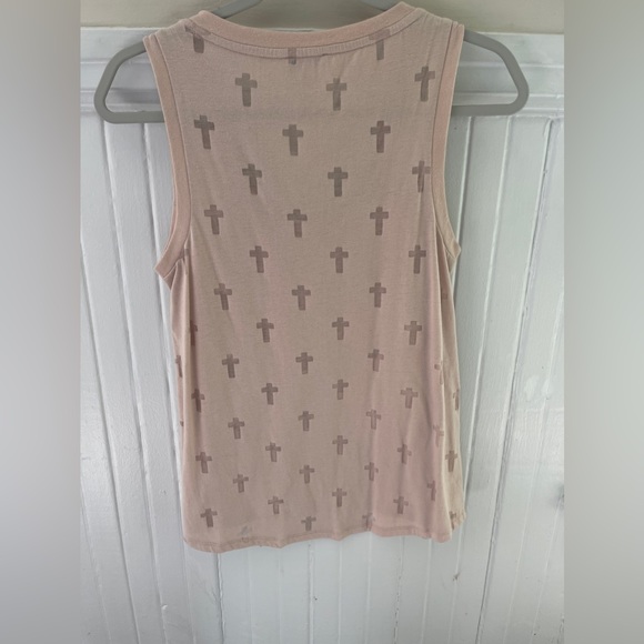 Express see thru crosses w/ bronze caps on sleeveless edges, light pink/nude - Picture 4 of 5